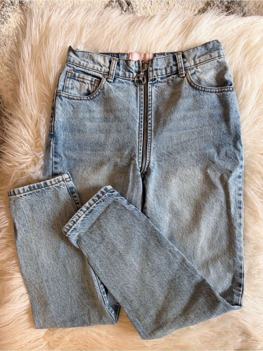 REVICE High-Rise Light Blue Denim Jeans with Front Zip